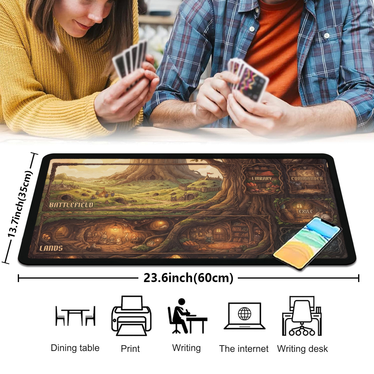 Fantasy Forest Rabbit Treehouse Playmat, Gaming Mat